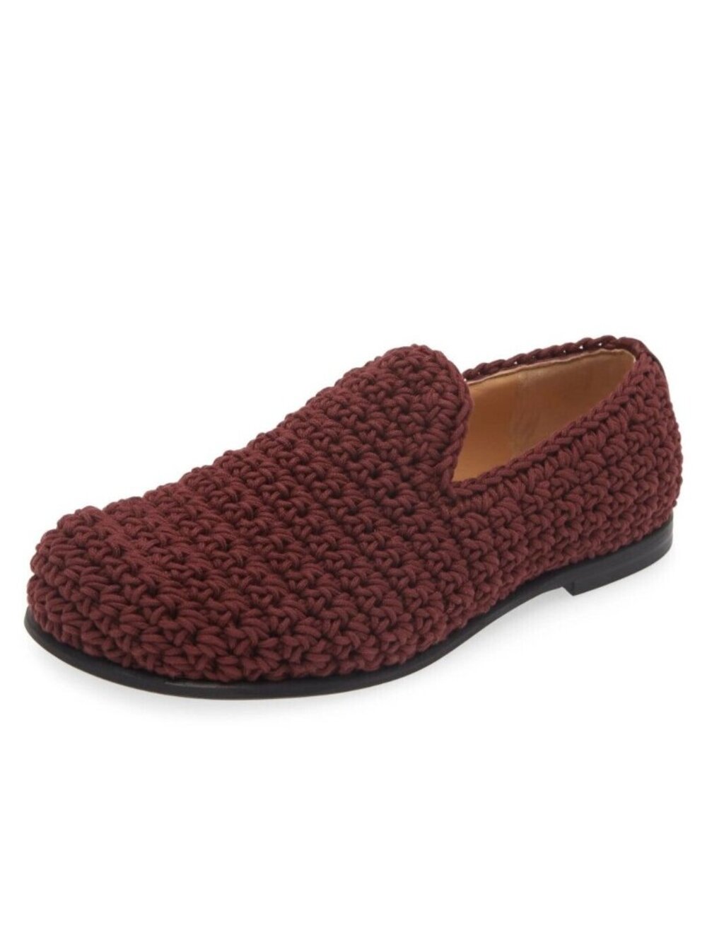 JW Anderson Mens Crochet Cotton Loafers Shoes Moccasin Burgundy Size 42 / US 8.5